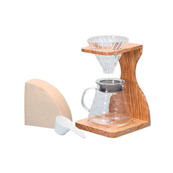 Hario V60 Olive Wood Stand Set Size 02